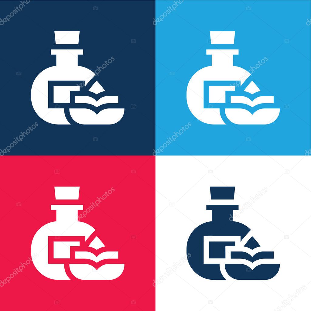 Aromatherapy blue and red four color minimal icon set