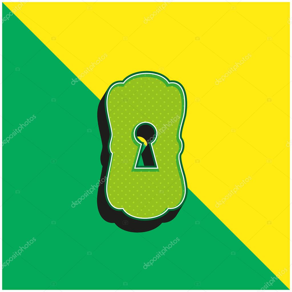 Big Keyhole Black Shape Green and yellow modern 3d vector icon logo