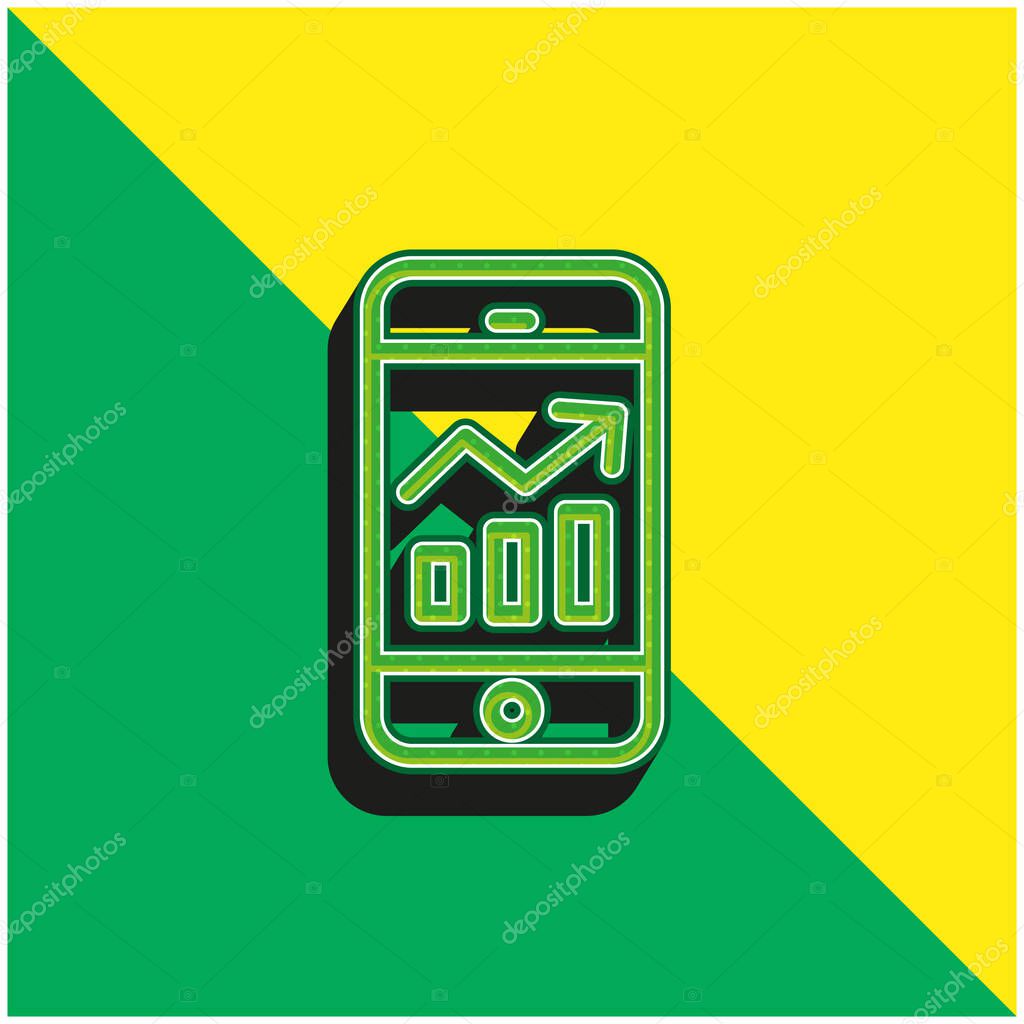 Analytics Green and yellow modern 3d vector icon logo