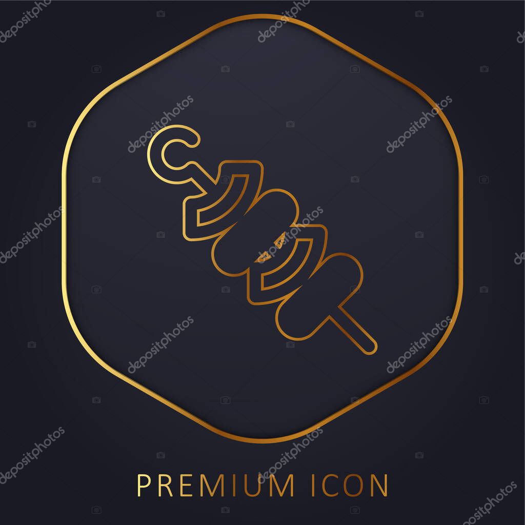 Barbecue golden line premium logo or icon