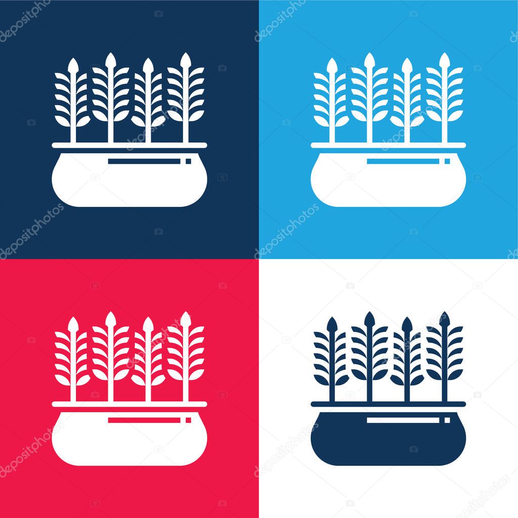 Barley blue and red four color minimal icon set