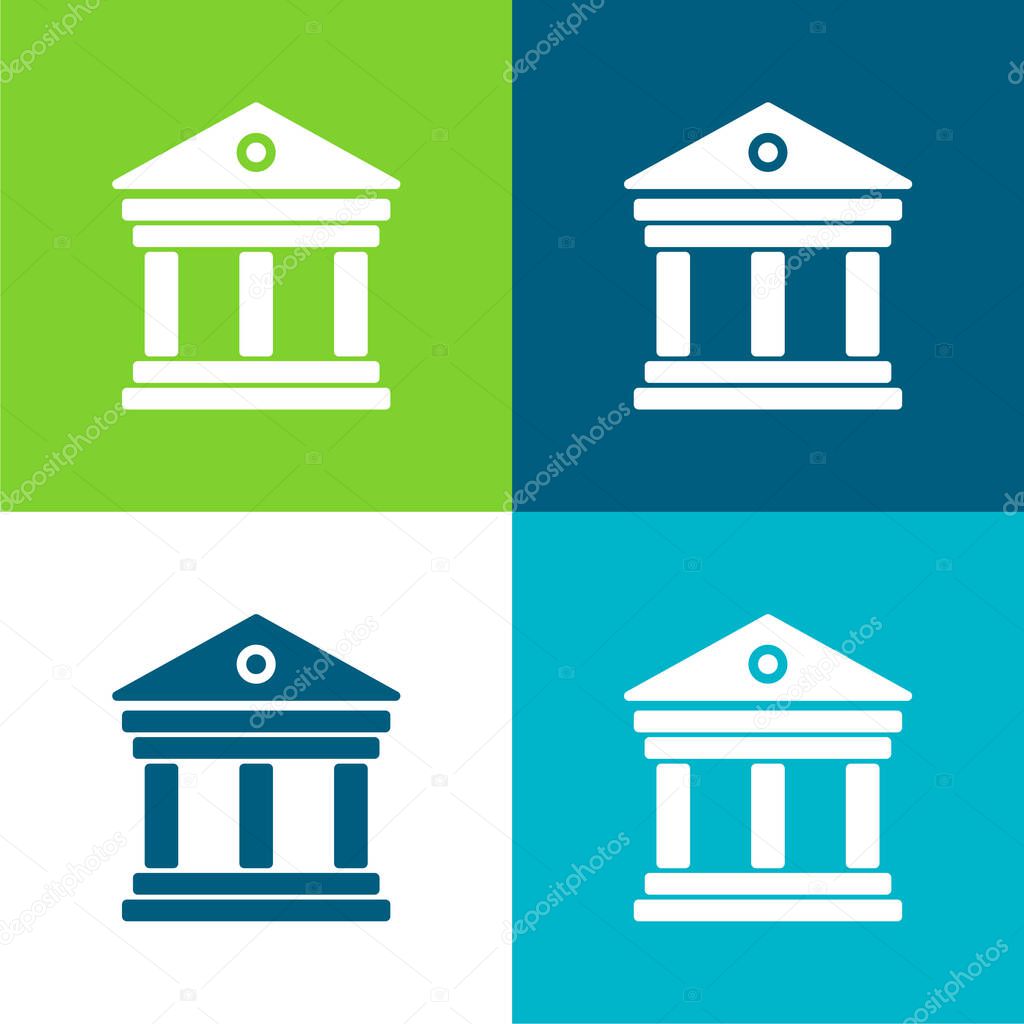 Antique Elegant Building With Columns Flat four color minimal icon set
