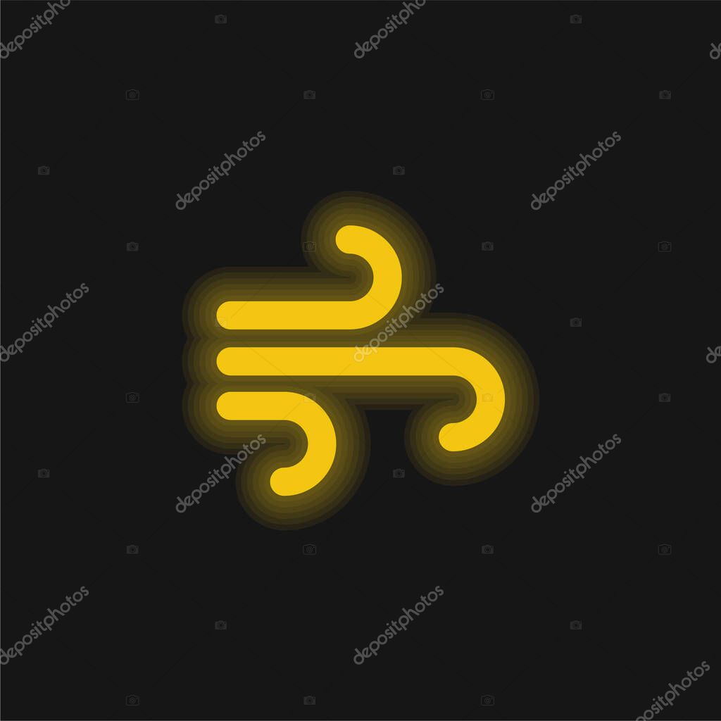 Air Element yellow glowing neon icon