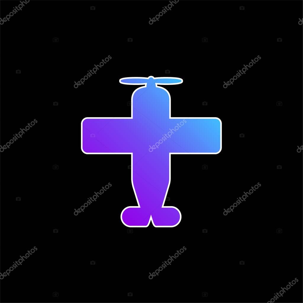 Airplane With One Helix blue gradient vector icon