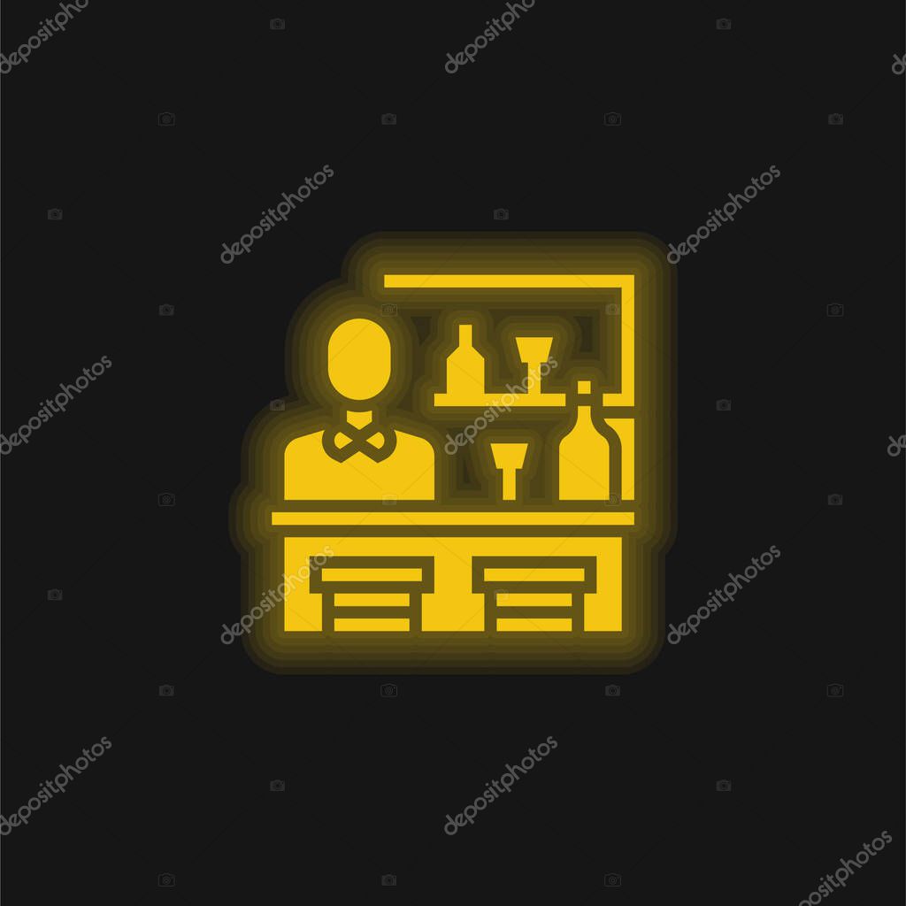 Bar yellow glowing neon icon
