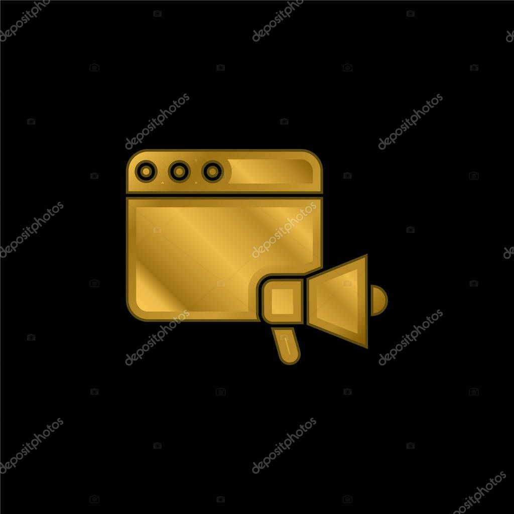 Announcer gold plated metalic icon or logo vector