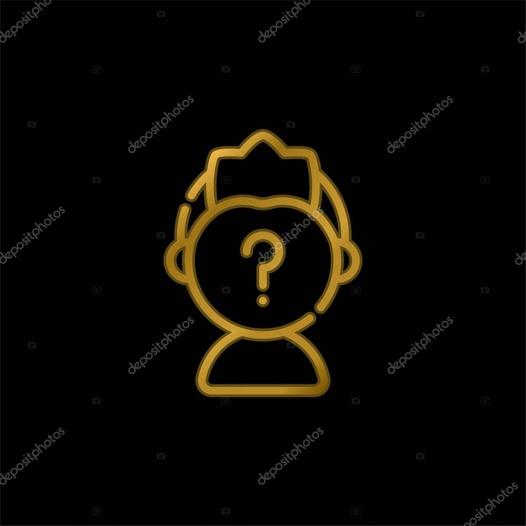 Anonymous gold plated metalic icon or logo vector