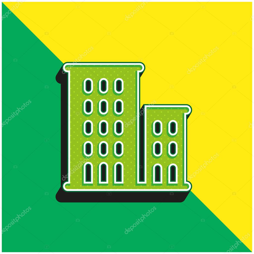 Apartments Green and yellow modern 3d vector icon logo