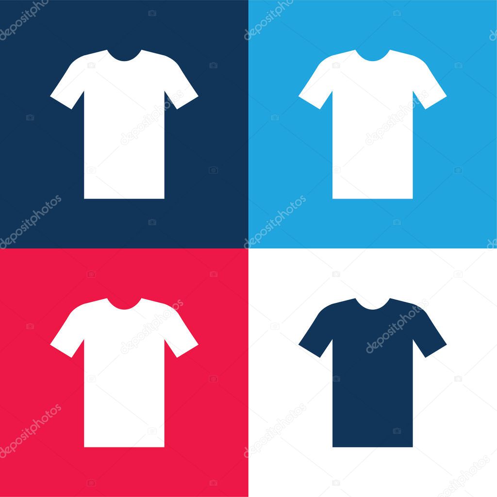 Black Tshirt blue and red four color minimal icon set