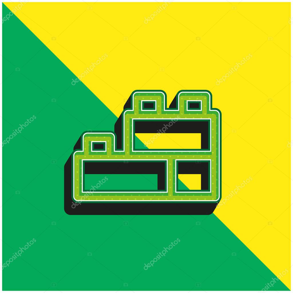 Blocks Green and yellow modern 3d vector icon logo