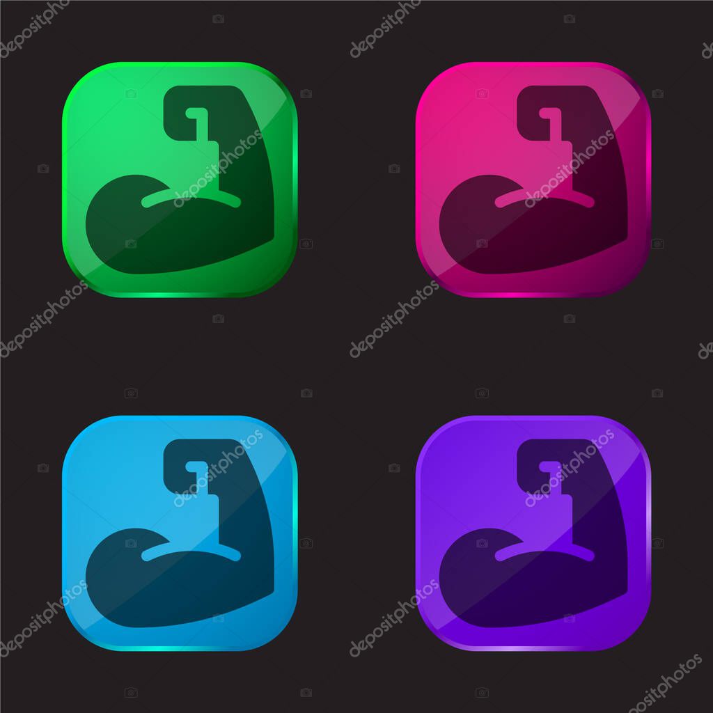 Biceps four color glass button icon
