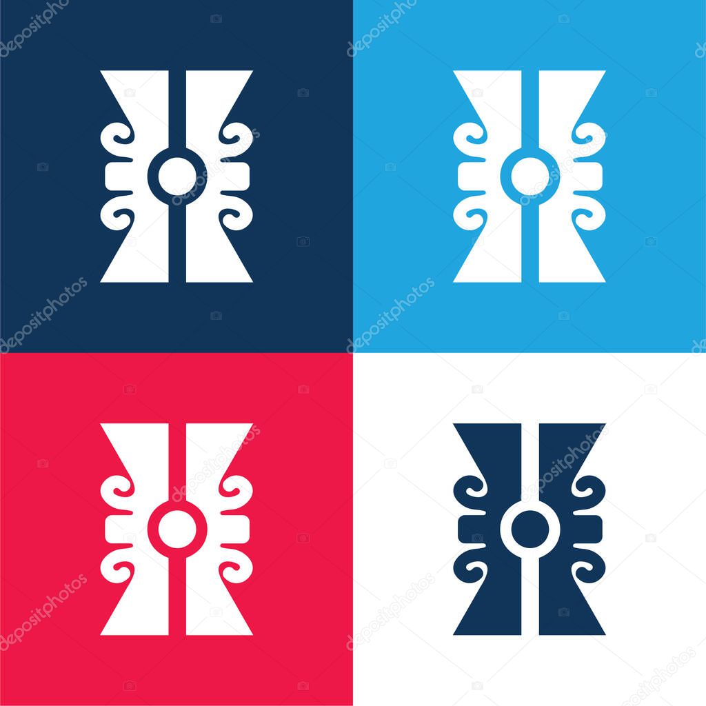 Artisanal Stone Of Mexico blue and red four color minimal icon set
