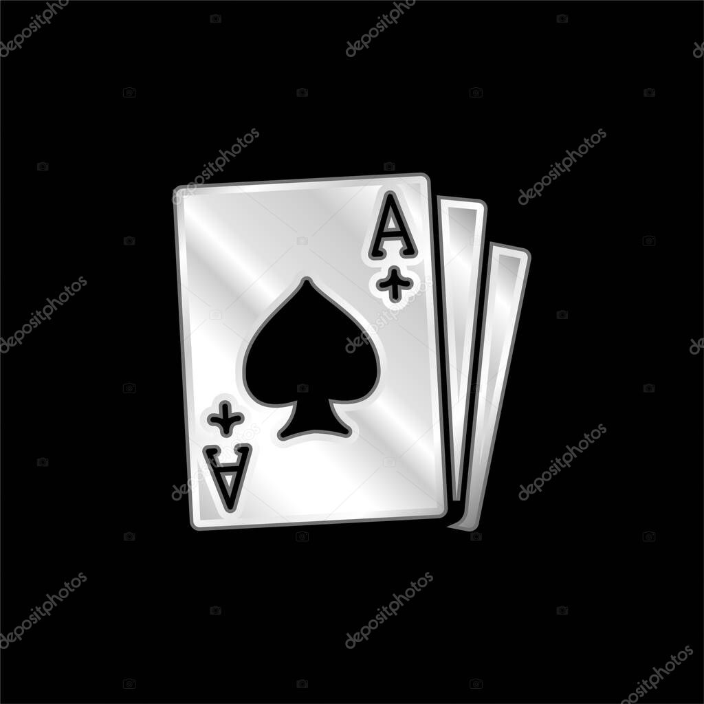 Ace Of Spades silver plated metallic icon