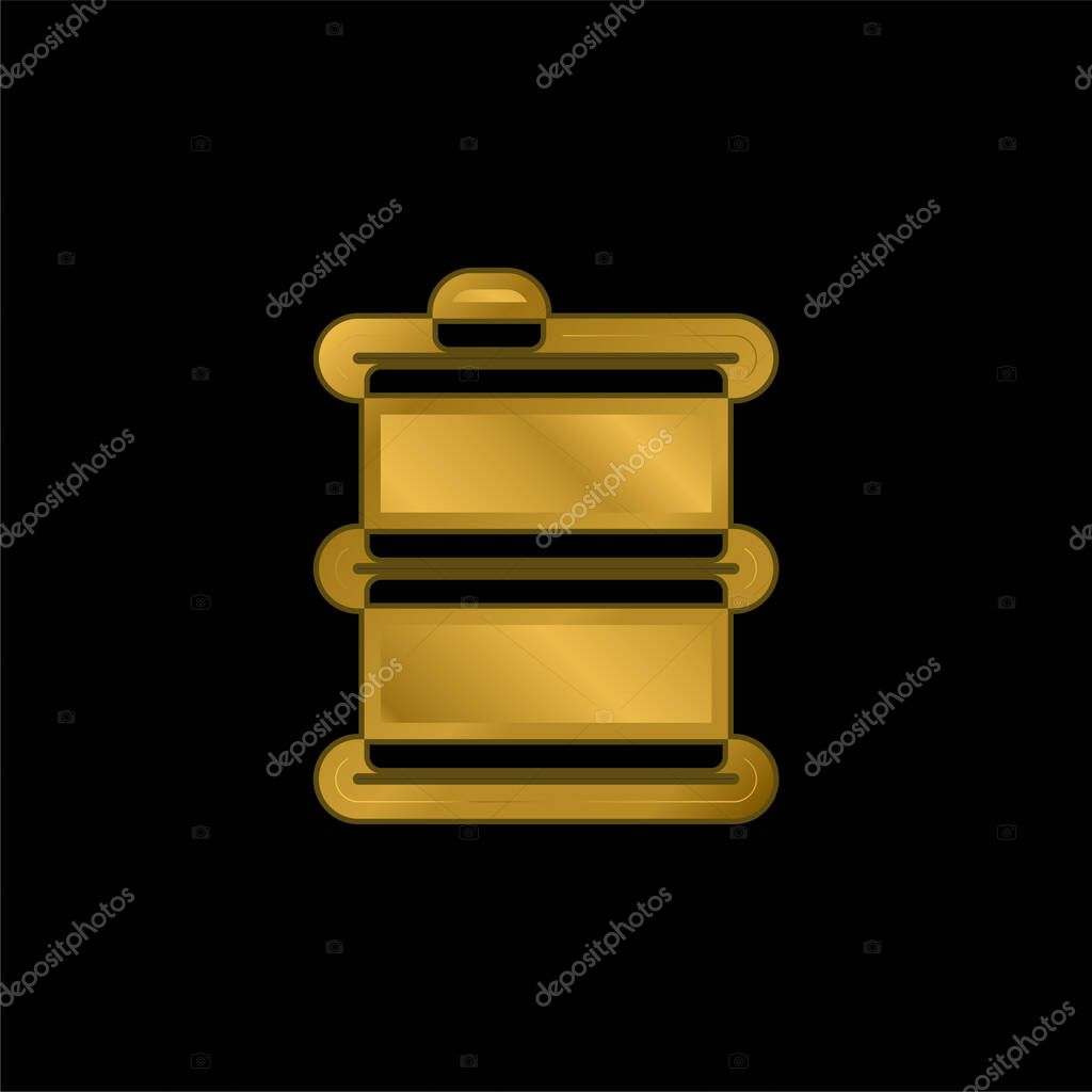 Barrel gold plated metalic icon or logo vector