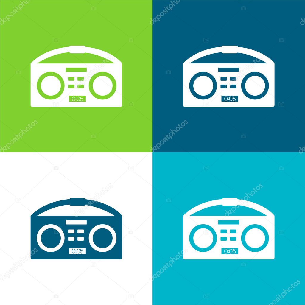 Boombox Flat four color minimal icon set