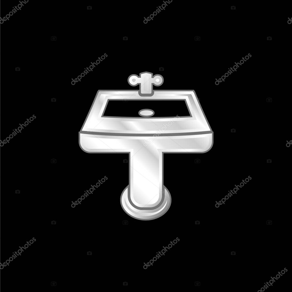 Bathroom Sink silver plated metallic icon