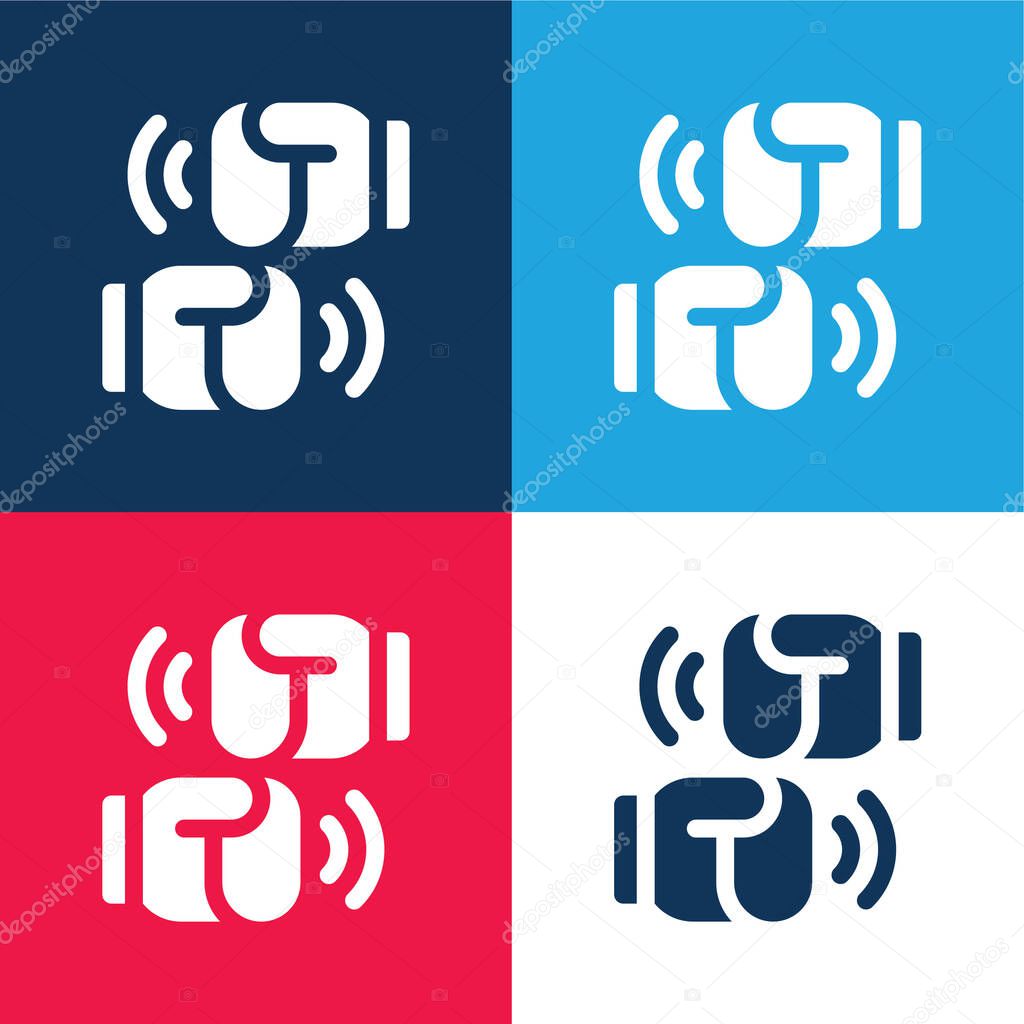 Boxing blue and red four color minimal icon set