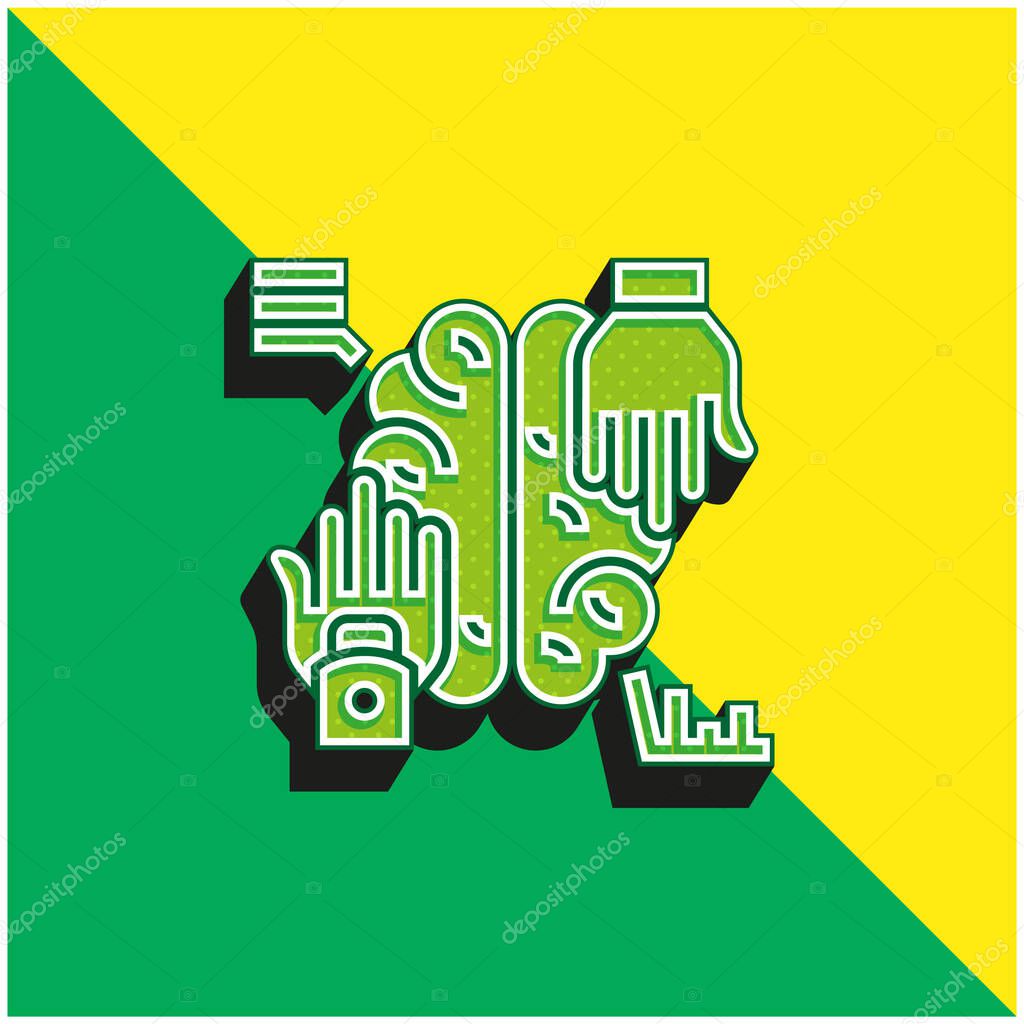 Artificial Intelligence Green and yellow modern 3d vector icon logo