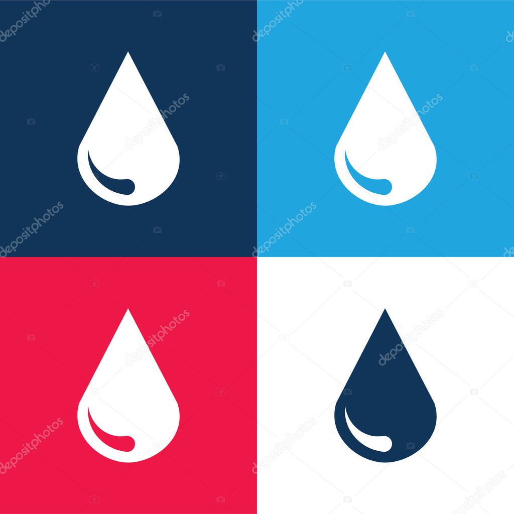Big Blood Drop blue and red four color minimal icon set