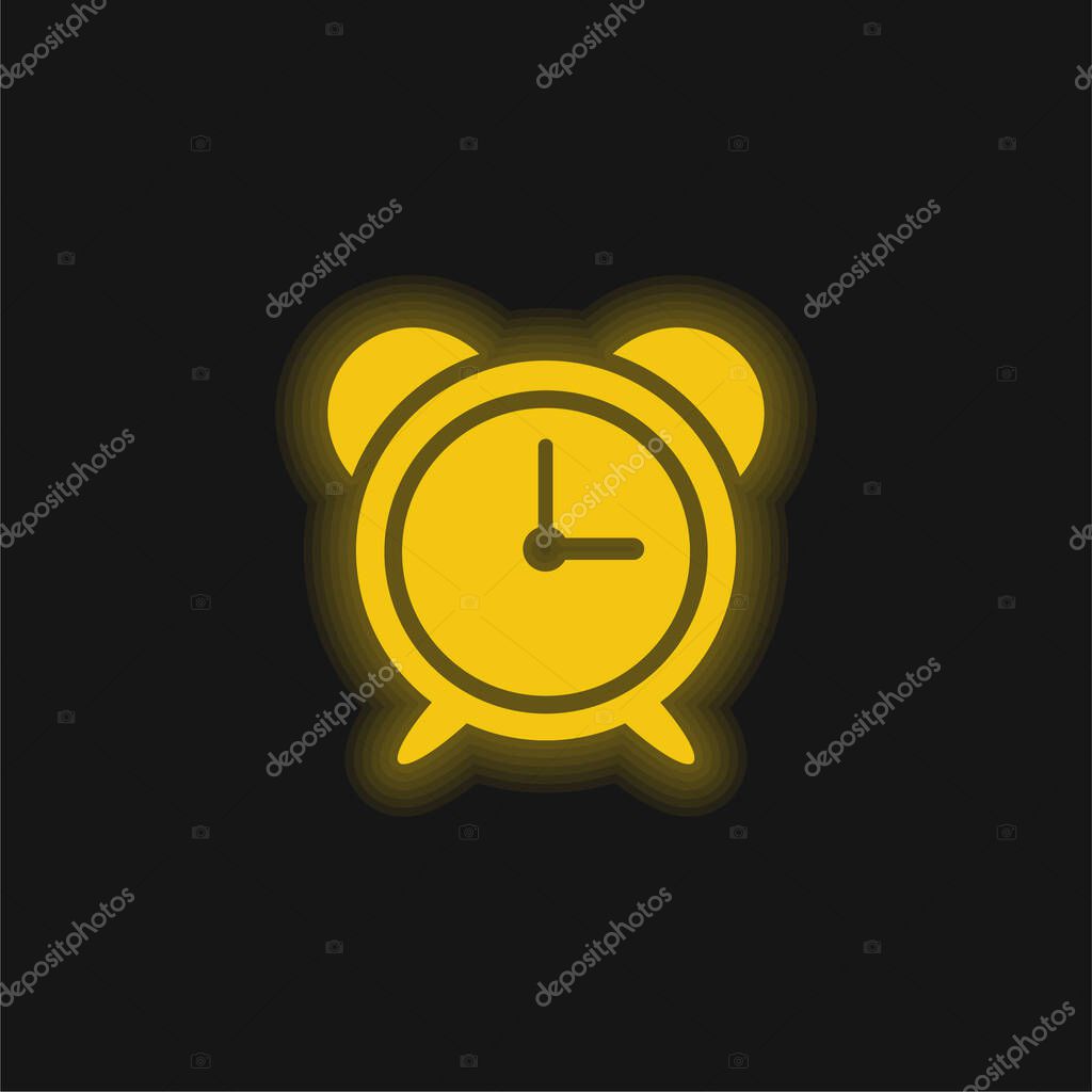 Big Alarm Clock yellow glowing neon icon