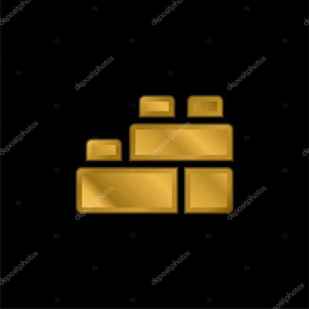 Blocks gold plated metalic icon or logo vector