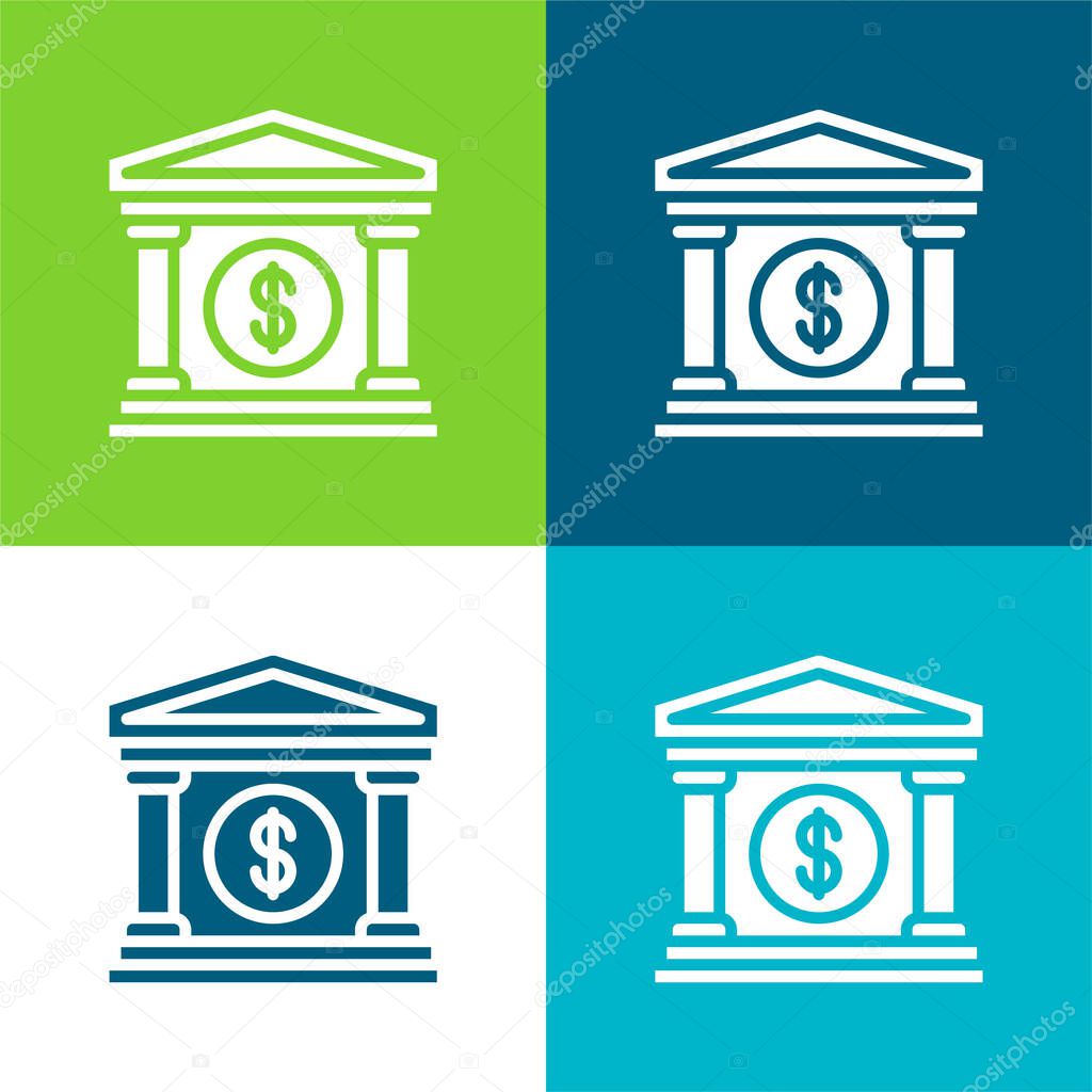 Bank Flat four color minimal icon set
