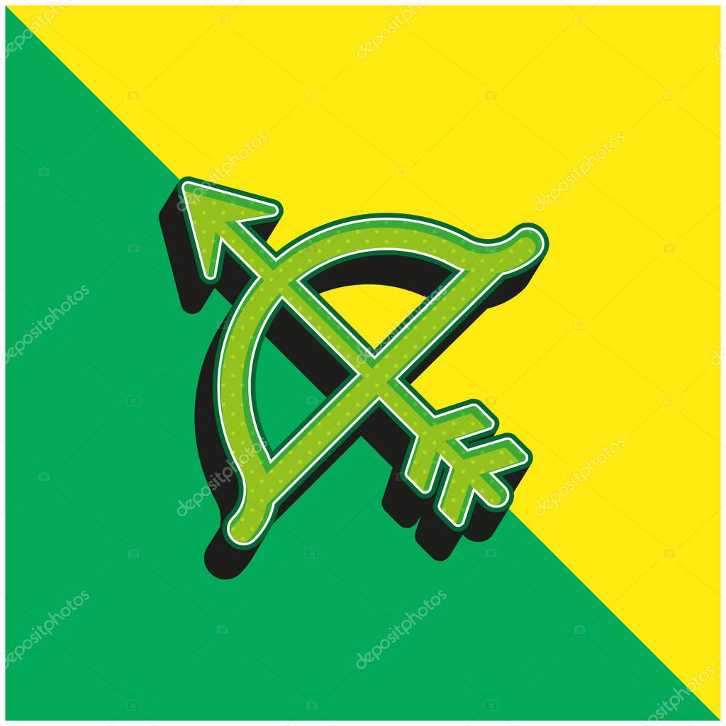 Bow And Arrow Green and yellow modern 3d vector icon logo
