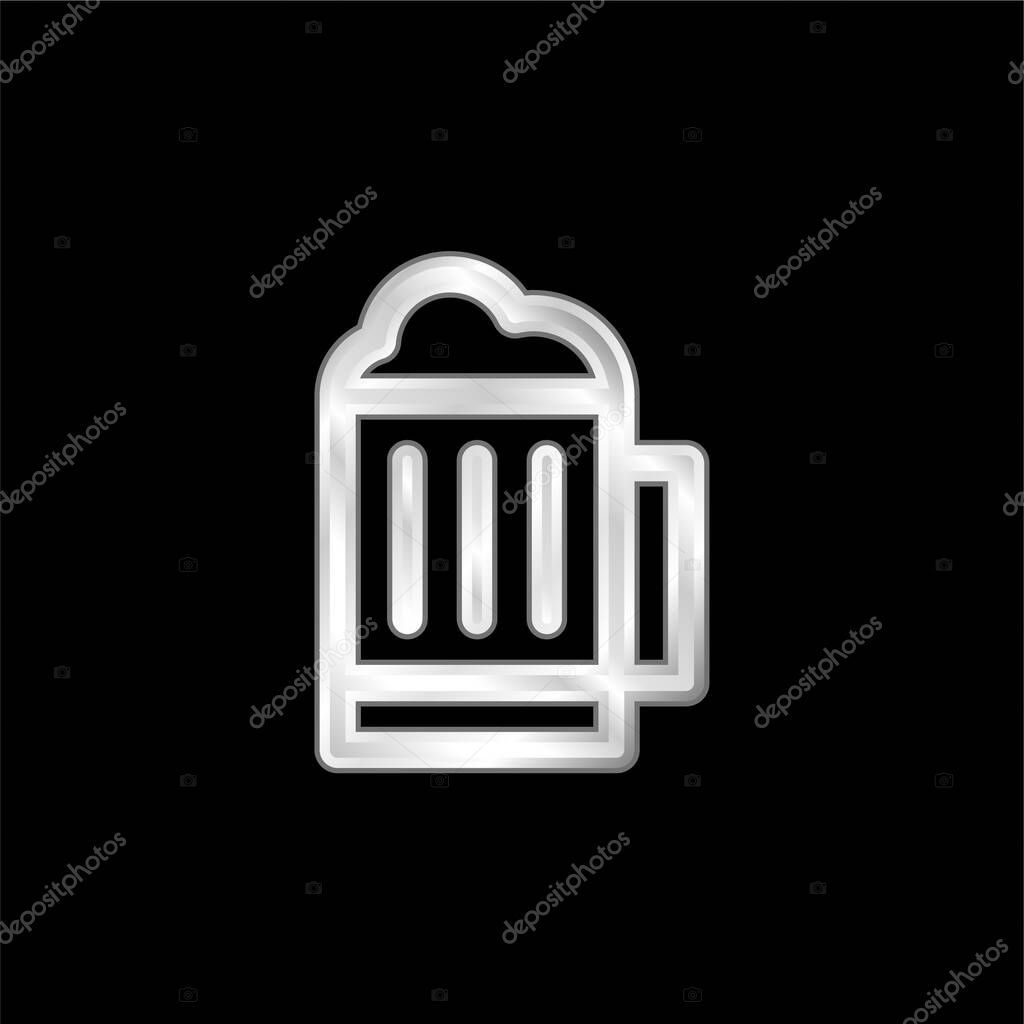 Beer silver plated metallic icon
