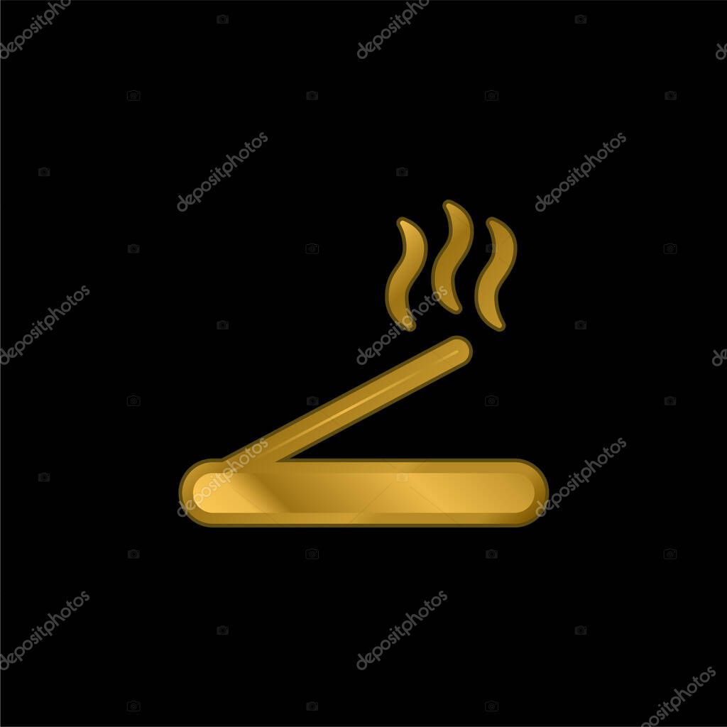 Aromatherapy gold plated metalic icon or logo vector