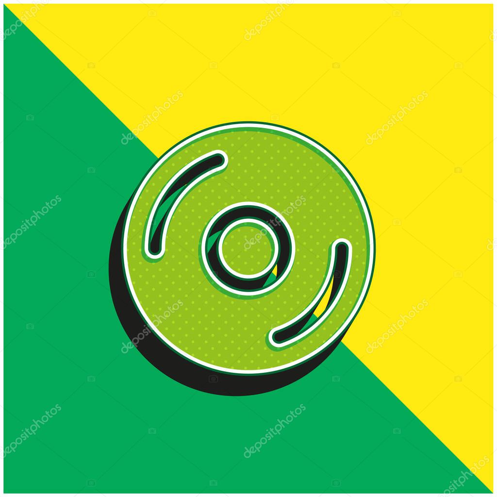 Big CD Green and yellow modern 3d vector icon logo