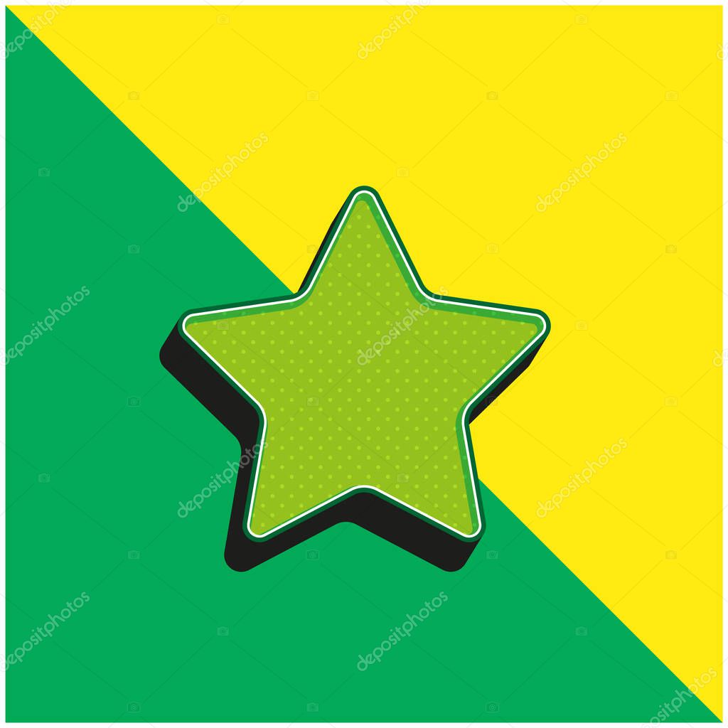 Black Star Silhouette Green and yellow modern 3d vector icon logo