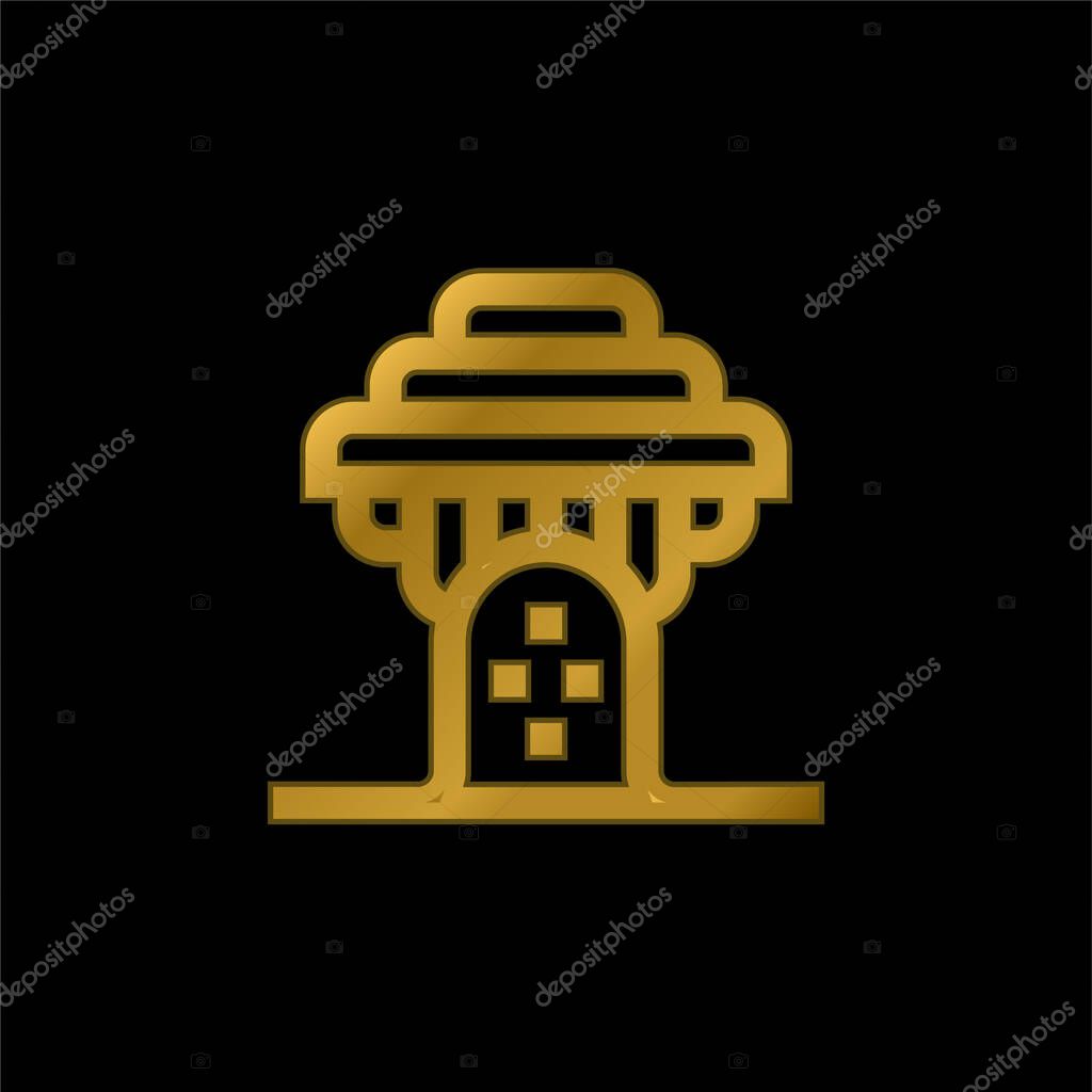 Baobab gold plated metalic icon or logo vector