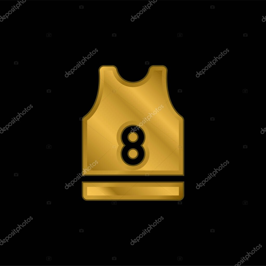 Basketball Jersey gold plated metalic icon or logo vector