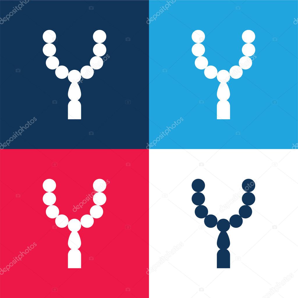 Beads blue and red four color minimal icon set