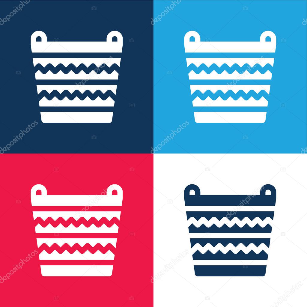 Basket blue and red four color minimal icon set