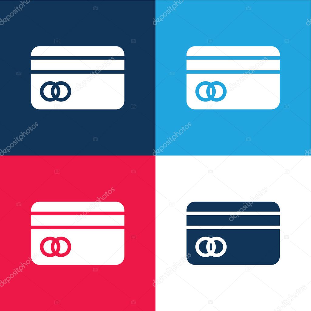 Atm Card blue and red four color minimal icon set