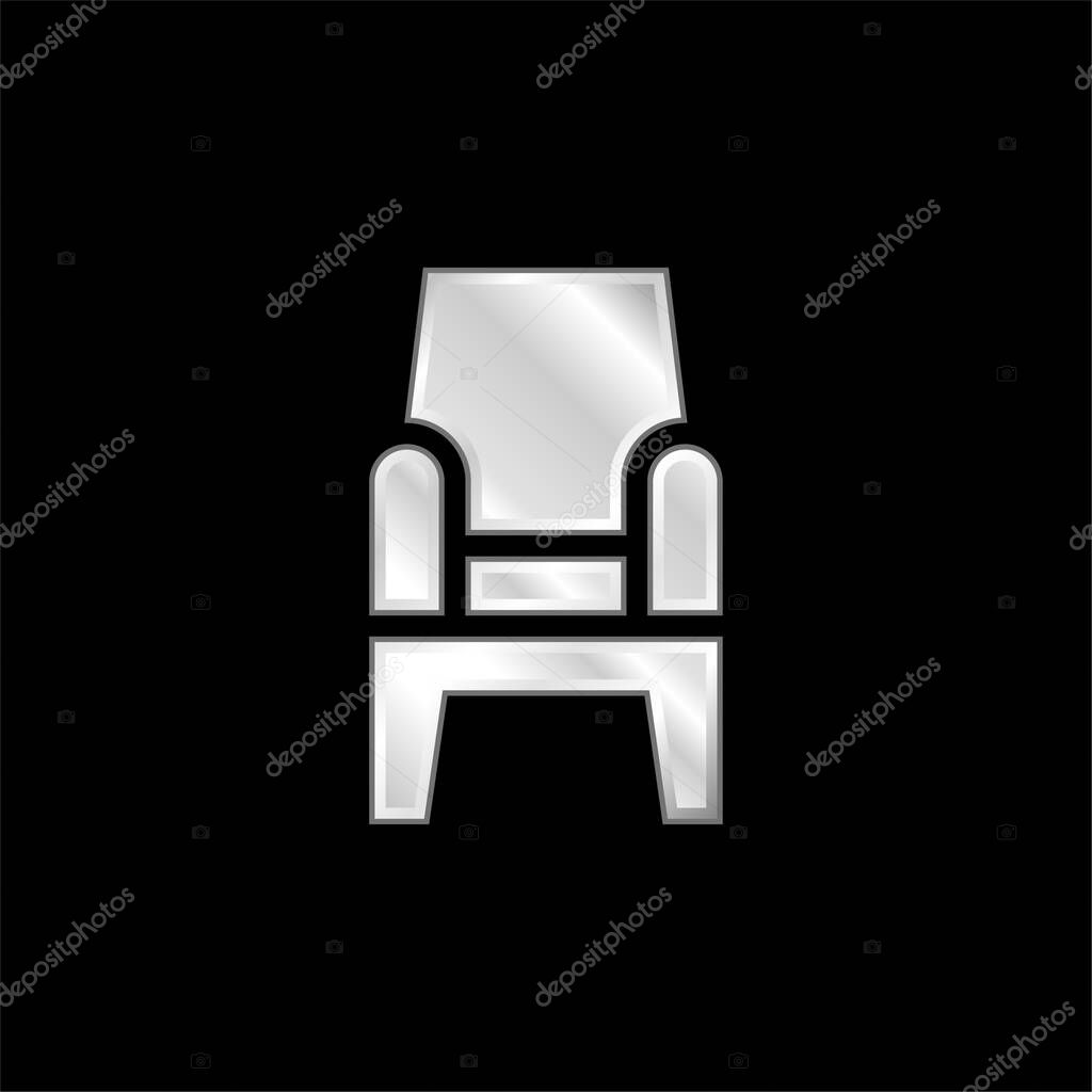 Armchair silver plated metallic icon