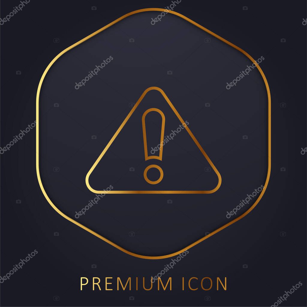 Alert Sign golden line premium logo or icon