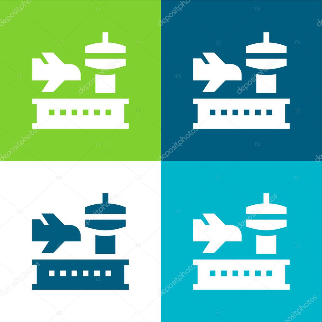 Airport Flat four color minimal icon set