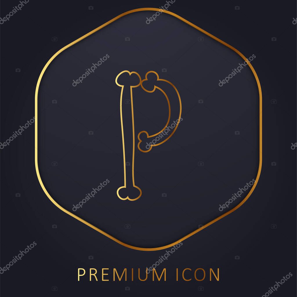 Bones Halloween Typography Filled Shape Of Letter P golden line premium logo or icon