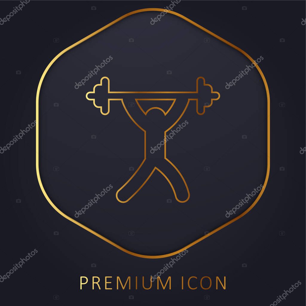 Barbell golden line premium logo or icon