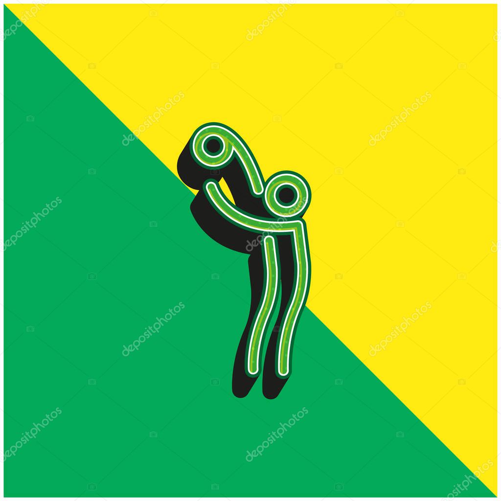 Ball On Stick Man Arms Green and yellow modern 3d vector icon logo