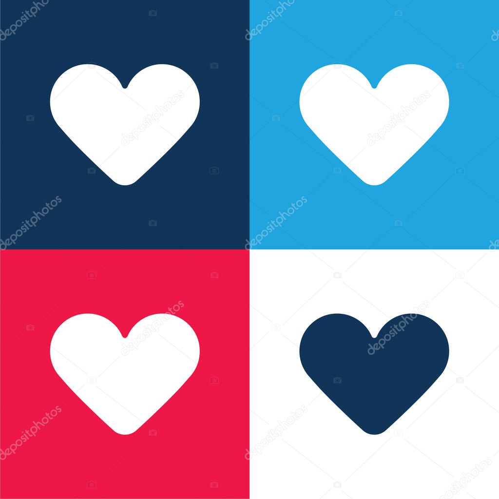 Black Heart blue and red four color minimal icon set