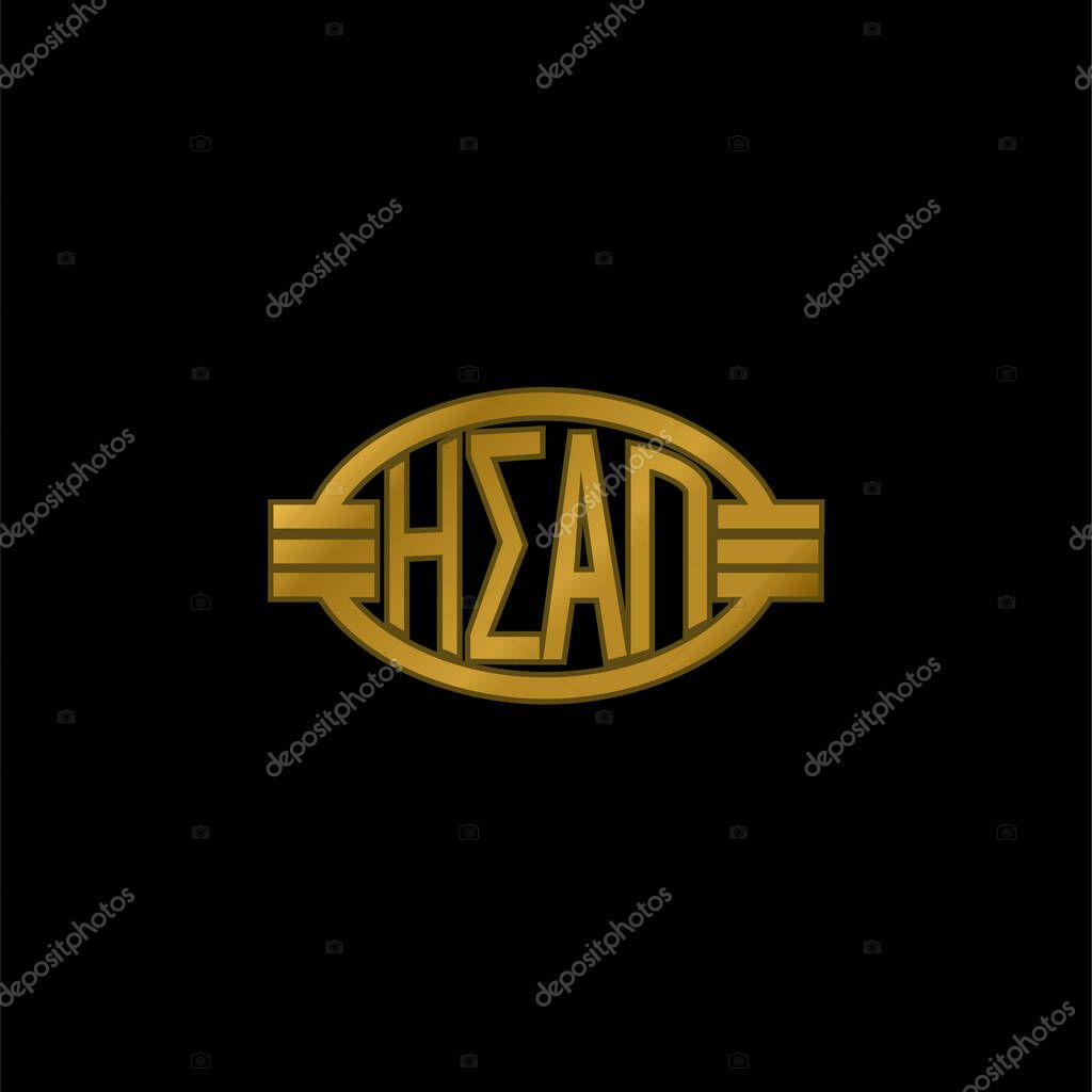 Athens Metro Logo gold plated metalic icon or logo vector