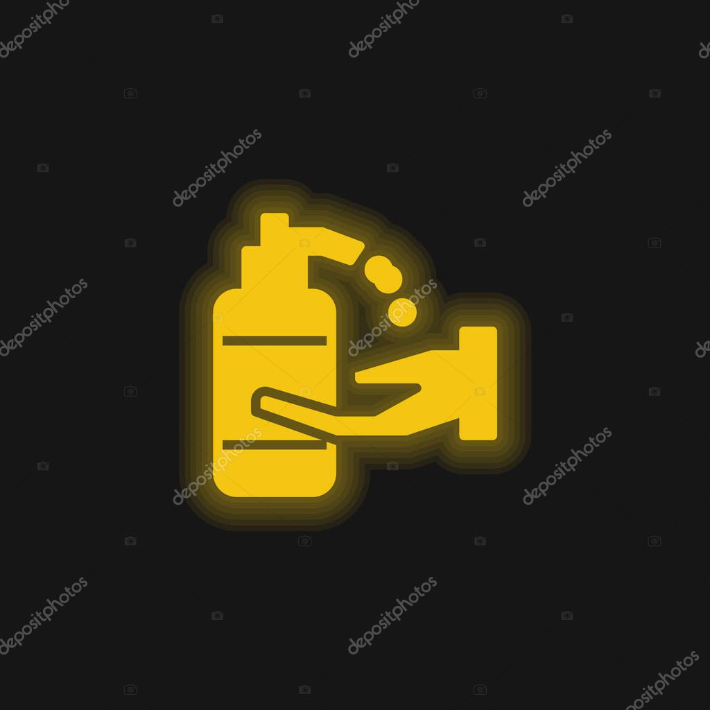 Alcohol Gel yellow glowing neon icon
