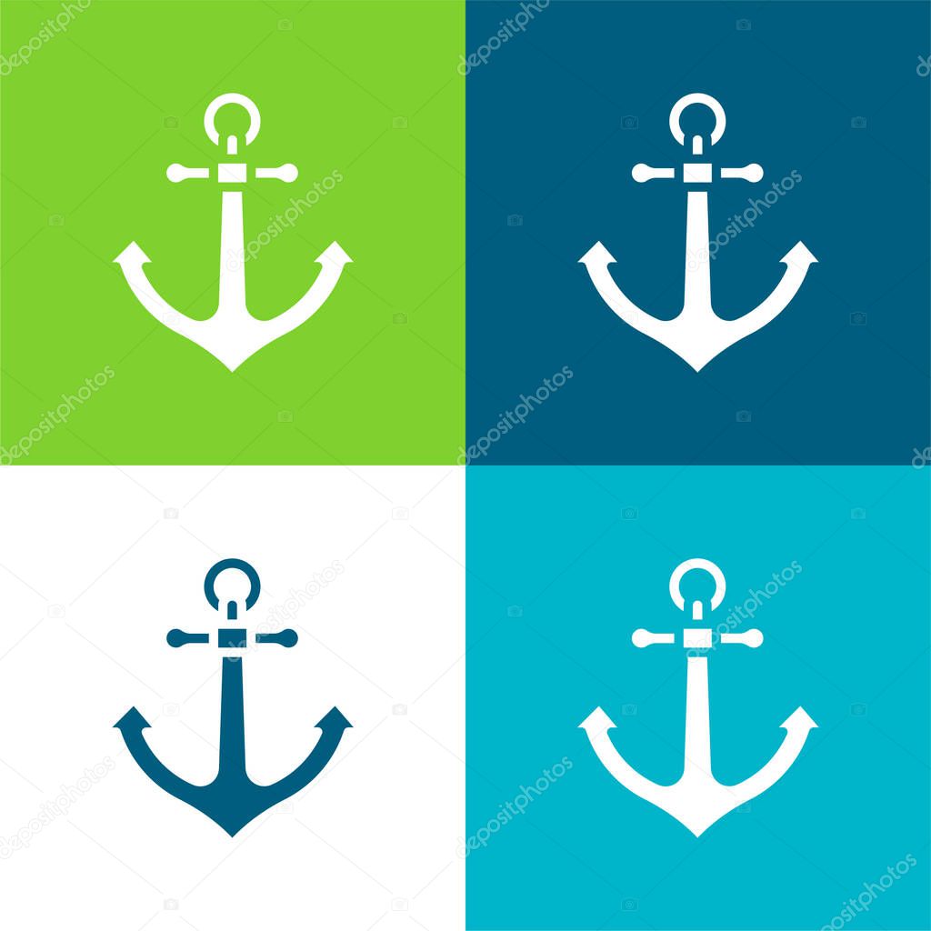 Anchor Flat four color minimal icon set