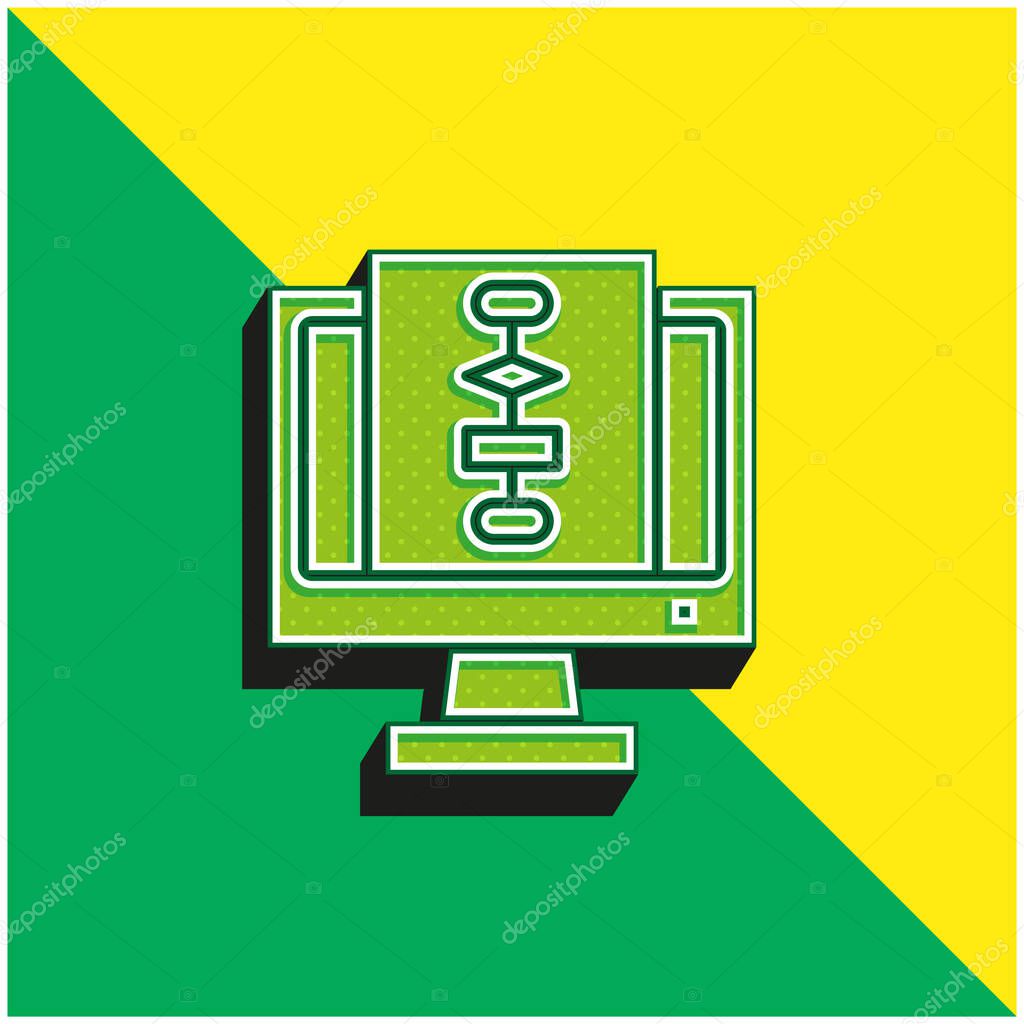 Algorithm Green and yellow modern 3d vector icon logo