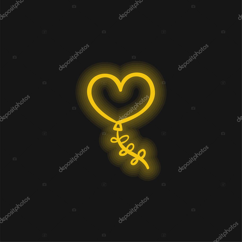 Balloon yellow glowing neon icon
