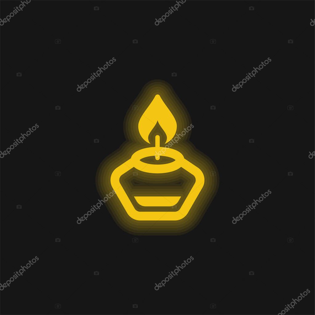 Aromatherapy yellow glowing neon icon