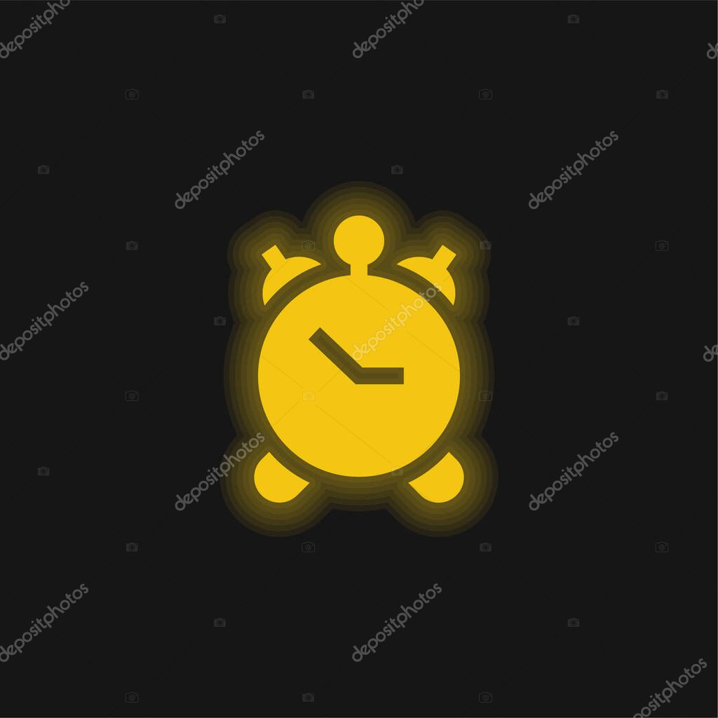 Alarm Clock yellow glowing neon icon